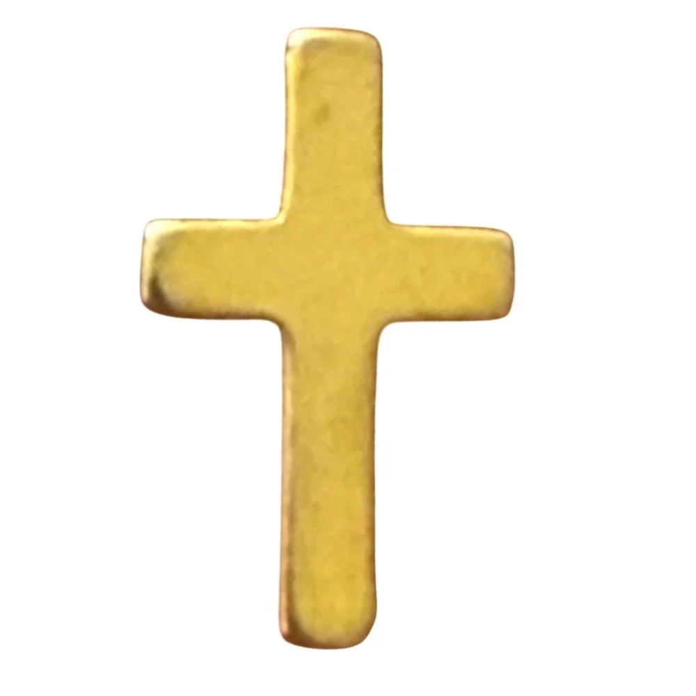 Gold Tone Christian Cross Lapel Pin Religious Faith Jewelry Made in USA